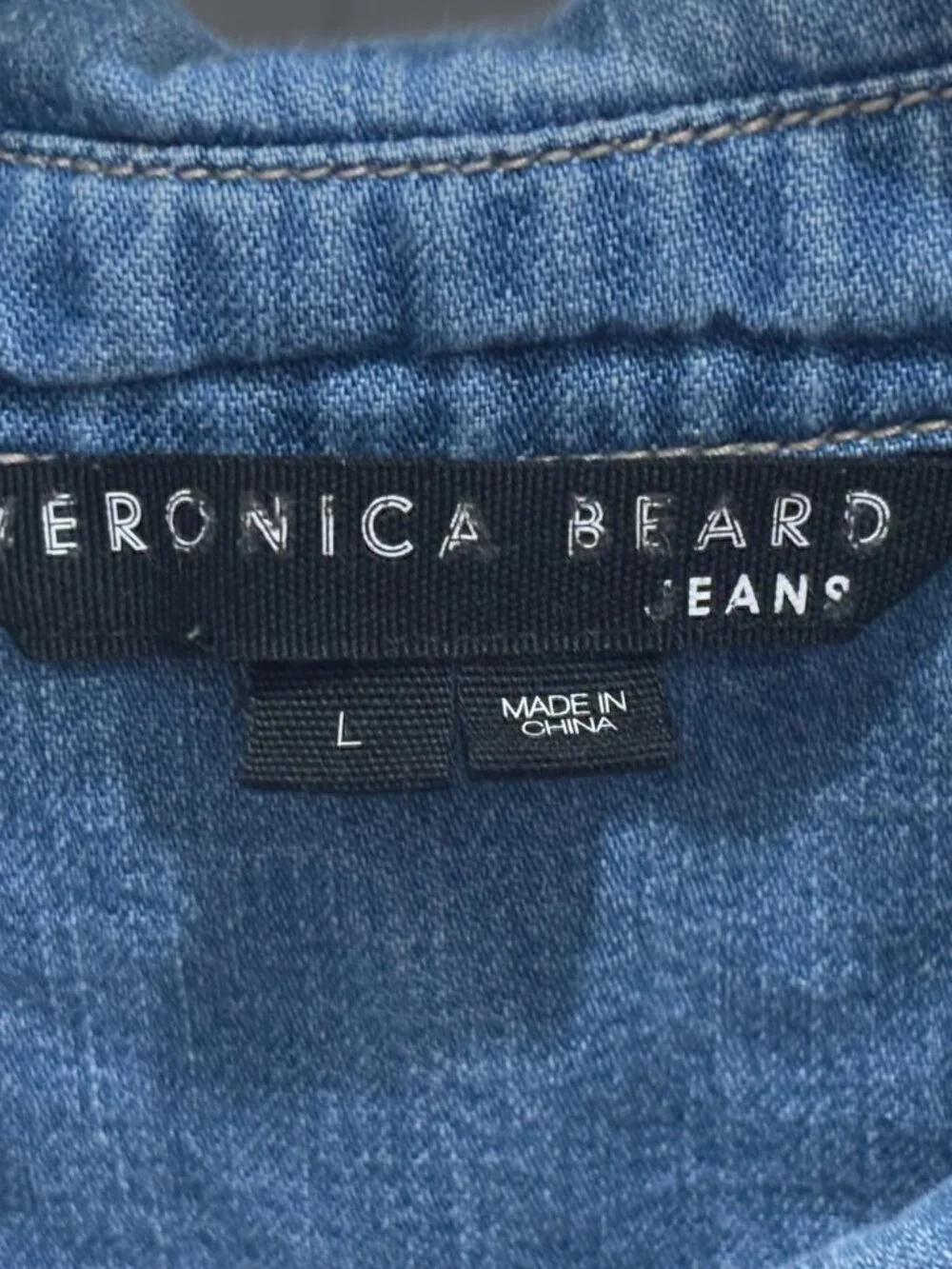 Veronica Beard Tivi Denim Flared Sleeve Shirt Iceberg Light Wash Large